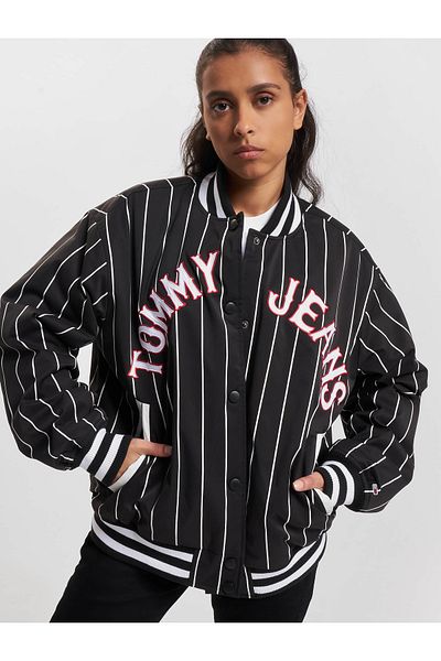 Tommy Hilfiger Damen Tommy Jeans Pinstripe Letterman Bomberjacke