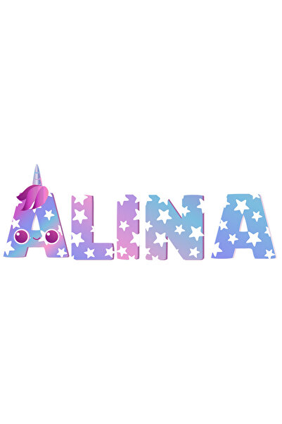 StoryGift Romania Sticker Adeziv 90CM Cu Numele Alina, Unicorn, Printesa, Fai...