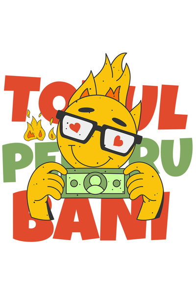 StoryGift Romania Sticker Autocolant 70CM Adeziv totul pentru bani foc zambit...