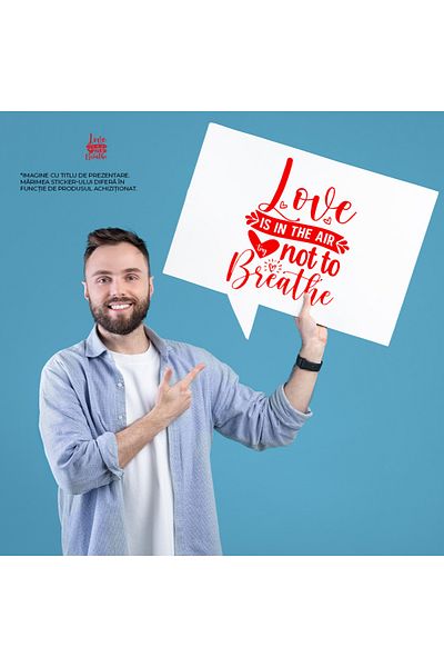 StoryGift Romania Exterior Sticker with the message "Love is in the air, try not to breathe" - hearts, Red Vinyl,