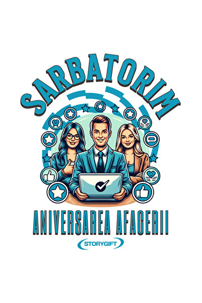 StoryGift Romania Sticker Adeziv 90CM Adeziv Sarbatorim aniversarea afacerii cu mandrie, antreprenor, succes cu