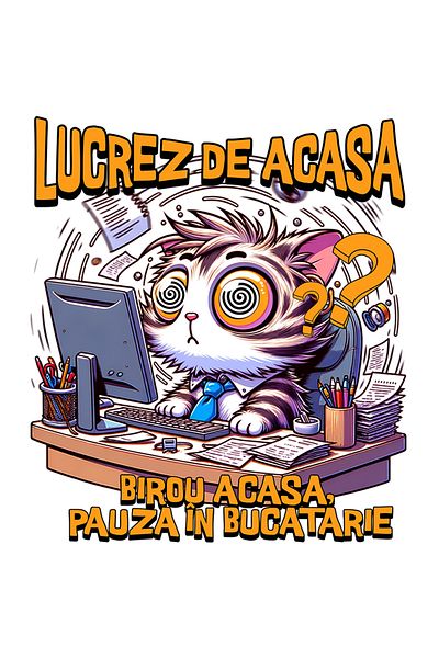 StoryGift Romania Sticker Eticheta 50CM Adeziv lucrez de acasa pisica la birou pauza in bucatarie motan cu Margi