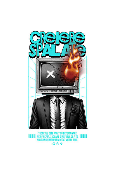 StoryGift Romania Sticker Eticheta 40CM Creiere Spalate - Televizor, Corporatist, Succes cu Margini Albe, PVC Vi