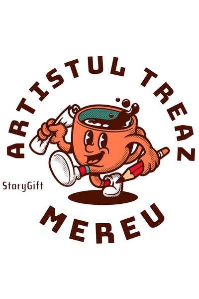 StoryGift Romania Sticker Adeziv 90CM Adeziv Artistul treaz mereu ceasca de c...