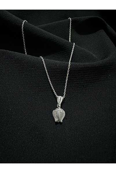 bigakan 925 Ayar Telkari Gümüş Kolye – Ters Lale Motifi İle Geleneksel Tasarı...