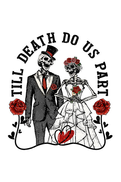 StoryGift Romania Sticker Adeziv 90CM cu 2 scheleti la nunta cu mesajul "Till Death do us Part", Valentine's Day