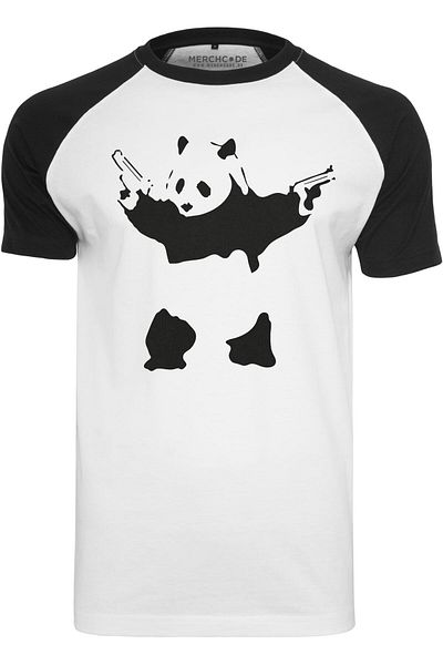 Merchcode Herren Brandalised - Banksy´s Graffiti Panda Raglan Tee