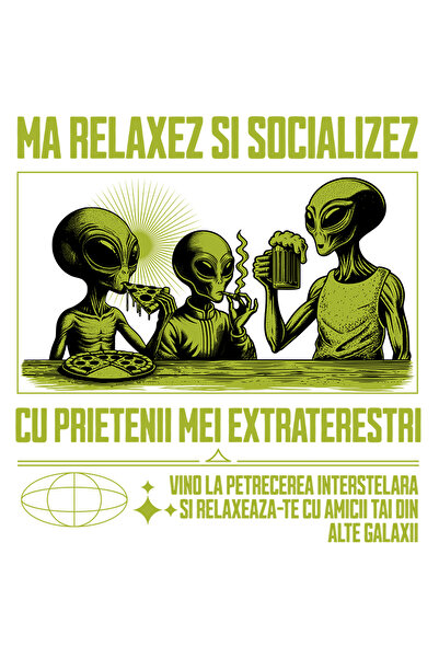 StoryGift Romania Sticker Adeziv Prietenii Extraterestri Socializare Pizza Cu...