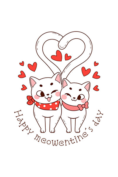 StoryGift Romania Sticker Adeziv 90CM cu 2 pisici care se iubesc cu mesajul "...