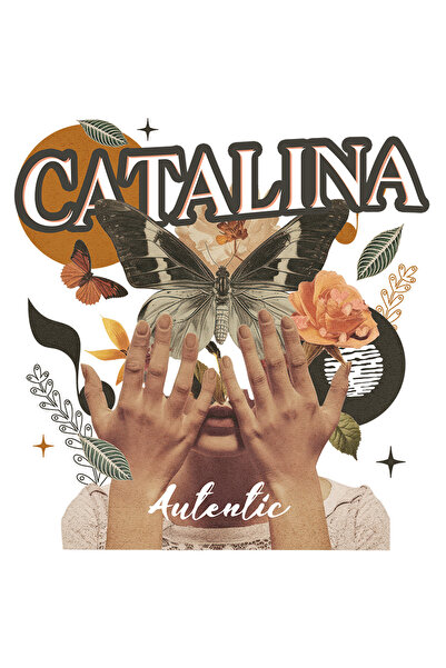 StoryGift Romania Sticker Adeziv 90CM Cu Numele Catalina, Colaj Fata, Fluture...