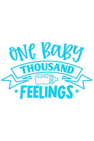 StoryGift Romania Sticker Eticheta 40CM Exterior cu textul "One baby, thousand feelings" - un bebelus o mie de s