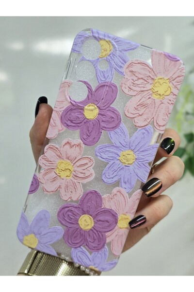 Magic Ring Samsung Galaxy A34 Uyumlu Pastel Renkli Çiçekler Desenli Şeffaf Te...