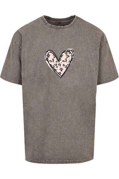 Merchcode Herren Valentines Day - Leopard Heart Acid Washed Heavy Oversize Tee
