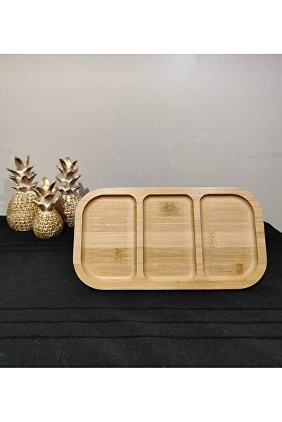 BABALE 3 Bölmeli Bambu Sunumluk
