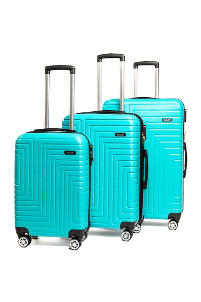 Travel POLO Trolley Set, , Abs, A1004, Turquoise 3 Piece Suitcases With Sizes, S-m-l
