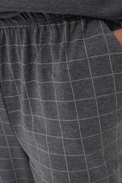 Mecit Pijama Mecit 2982 Smoked Big Size Long Sleeve Men's Pajamas Set