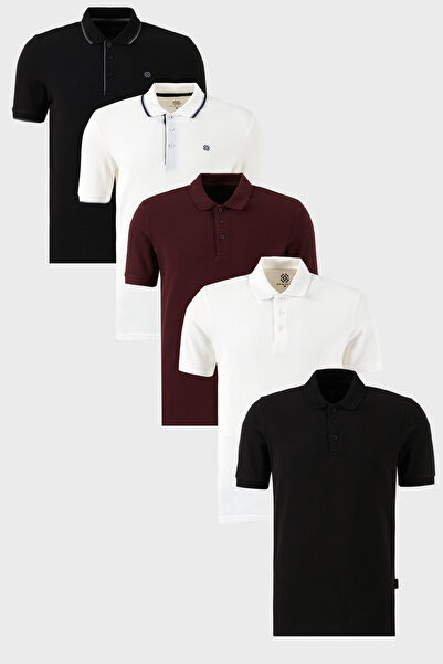 Buratti Cotton Regular Fit Buttoned Polo Neck 5'Li Package t Shirt Men t Shirt 590211827S5