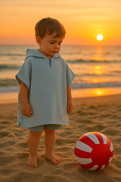 enes baby Organic Double Layer Muslin Pool Sea Bathrobe Poncho