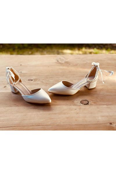 İlkinin Pabuçları Pearl Bridal Shoes, Women's Evening Dress Shoes with Rhinestone Pearls, 3cm Thick Heels Comfortable Design