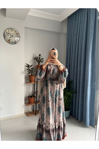 MODA EGE Patterned Viscose Fabric Dress