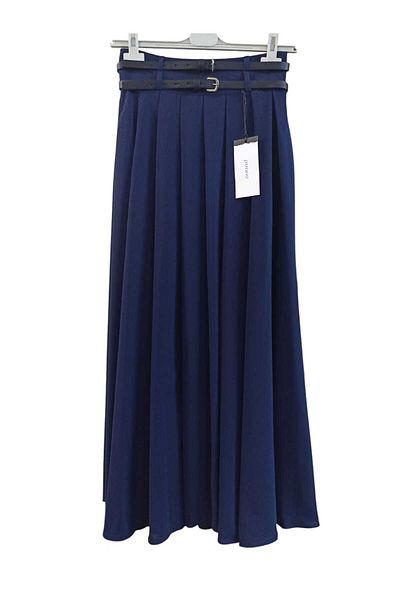 Puane Women's Double Belt Detailed Pleated Skirt 18234