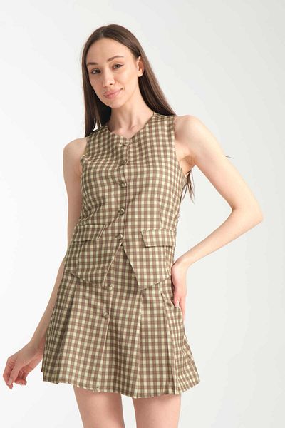 İLKCET MODA Plaid Shorts - Skirt Vest Women's Set