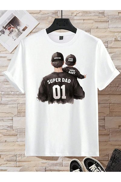 macklin Super Dad & Baby Printed Father Child Tshirt (Single Product, Can Be Combined, Prices Are Separate)