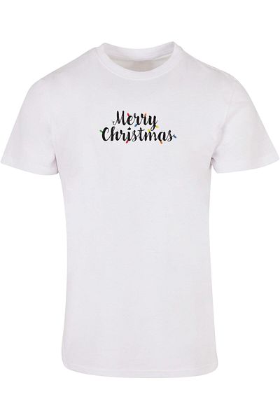 Merchcode Herren T-Shirt mit Rundhalsausschnitt und Weihnachtslichtern