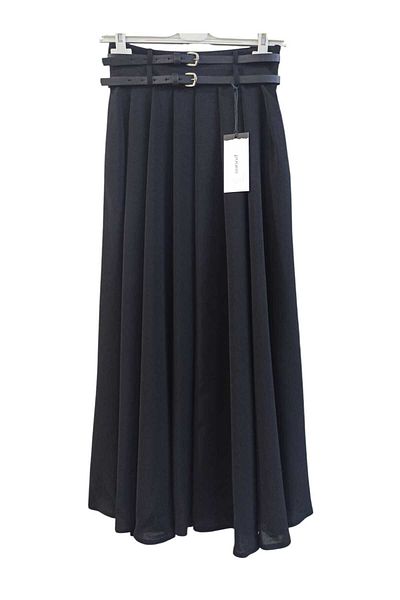 Puane Women's Double Belt Detailed Pleated Skirt 18234