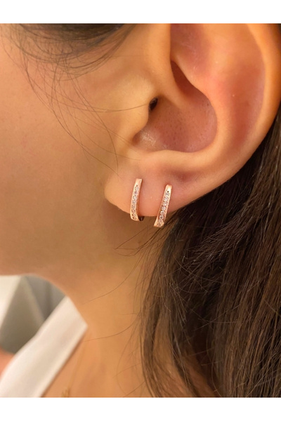 bymissmücevherat 925 Ayar Gümüş Rose J Küpe