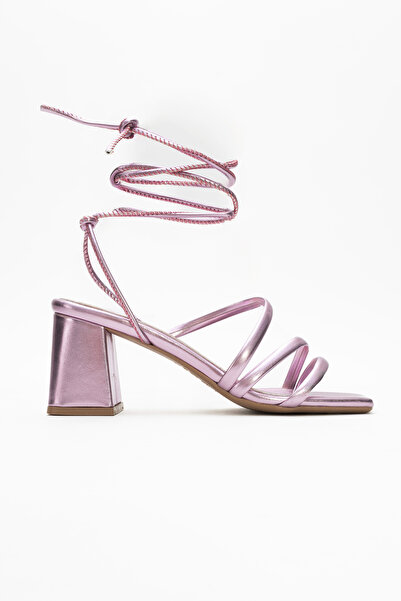 Gate Removable Drawstring Whether Sandals or Slippers Use Genuine Leather Women's Sandals - Metallic Lilac