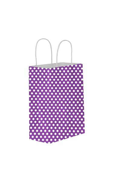 BAKOM AMBALAJ 5 Pieces Purple Cardboard Bag with Polka Dots 31 X 12 X 41