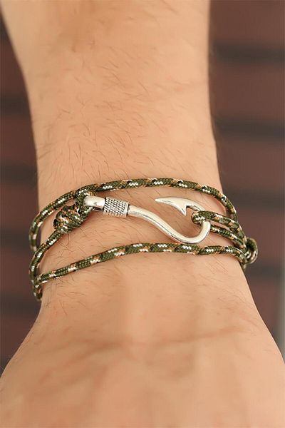 Skygo Cream Line Patterned Metal Hook Men's Bracelet - Tj-Eb2240-Ks