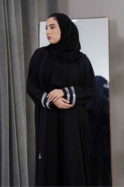 abayahasnaa Abaya with hand embroidery inserts