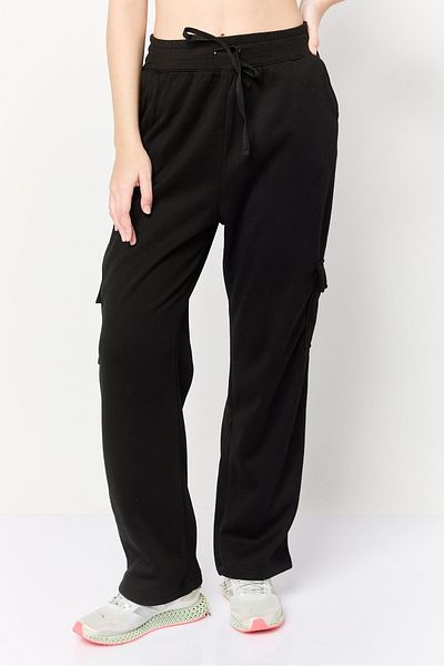 BSP Women Sportswear Fit Solid Outdoors Cargo Pants, Black