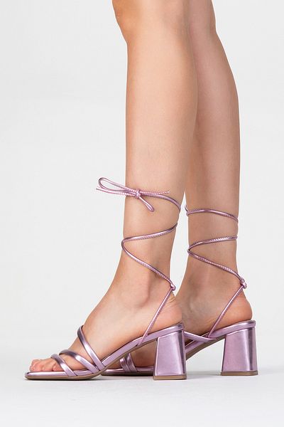 Gate Removable Drawstring Whether Sandals or Slippers Use Genuine Leather Women's Sandals - Metallic Lilac