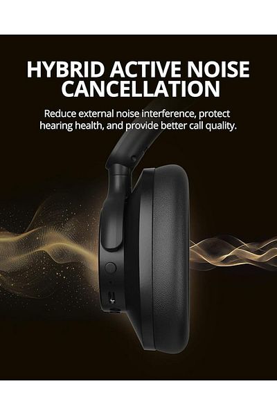 Tronsmart Q20S Hybrid ANC Headphone Wireless with Mic 60H Playtime Deep Bass Custom EQ via App Black