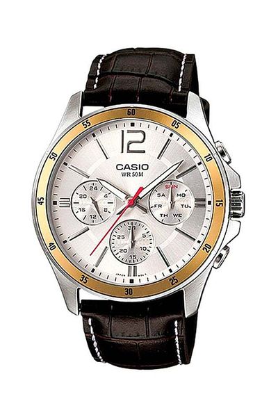 Casio Chronograph Leather Strap Watch MTP-1374L-7 for Men