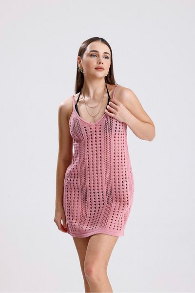 MODA MHE Slipping Strick Slipping Slipping Hole Patterned Summer Dress