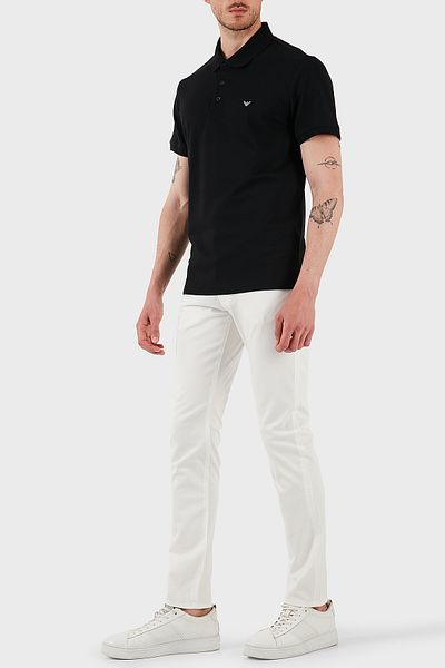 Emporio Armani Stretch βαμβακερό μπλουζάκι με κουμπιά με κανονική εφαρμογή με γιακά πόλο Ανδρικό μπλουζάκι με γιακά POLO EM001380