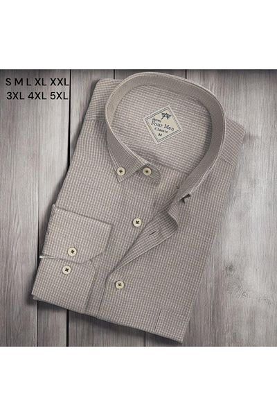 EREN STYLE Мъжка риза с дълъг ръкав от норка, ленена и лека материя (стандартен модел)