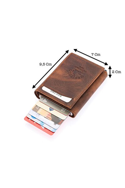 Westpolo Safari Unisex Bol Kartlık Bölmeli Crazy Eskitme Hakiki Deri Mekanizm...