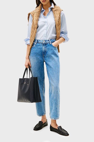 Tommy Hilfiger Stretch Cotton Tapered Fit High Waist Shrinkable Leg Jeans Jeans Pants Ww0Ww44365