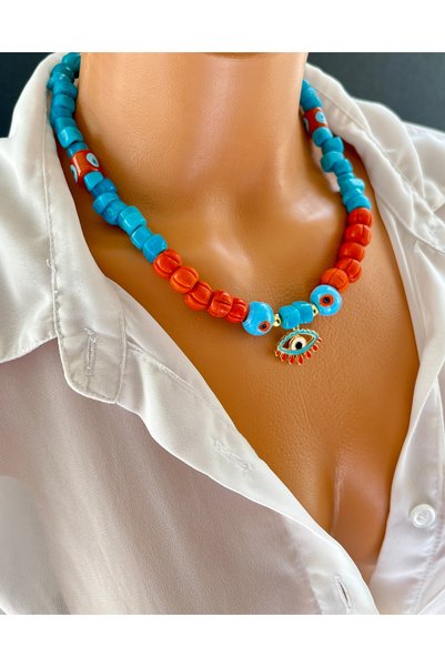 Limi Design Handmade Murano Necklace with Glass Bead Eye Accessory