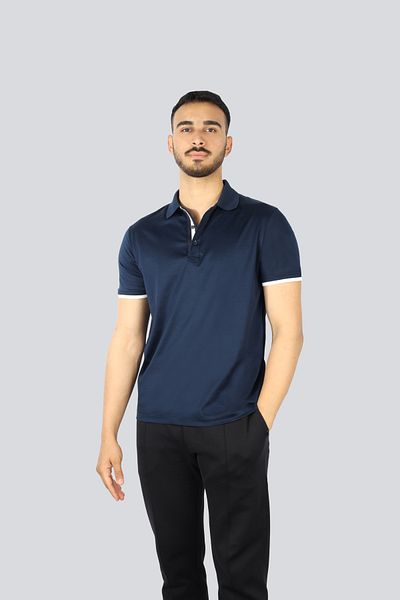 PAUL&SHARK Men's 100% Cotton Regular Fit Short Sleeve Navy Blue Polo Collar T-Shirt 25411312A-013