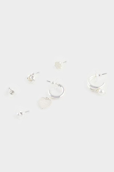 DeFacto Women's 6-Piece Silver Earrings F0704Axns