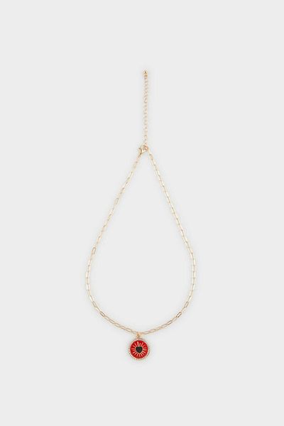 DeFacto Women's Red Stone Gold Necklace F0808Axns