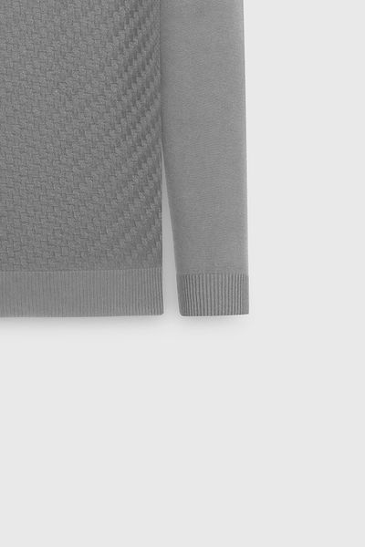 ALTINYILDIZ CLASSICS Men's Gray Melange Standard Fit Regular Cut Crew Neck Dobby Knitwear Sweater