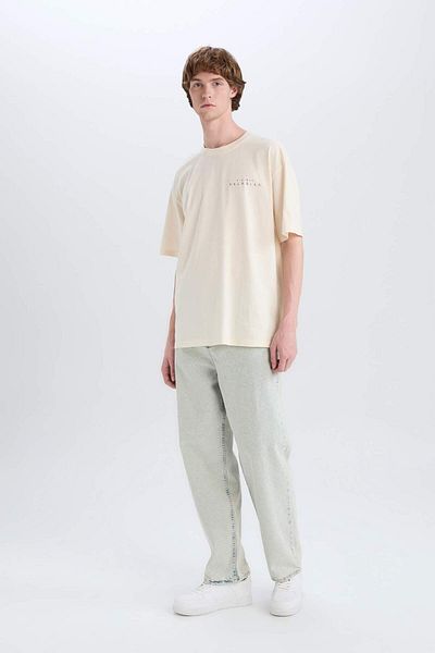 DeFacto 100% Cotton Vikings Valhalla Boxy Fit Crew Neck Back Printed Short Sleeve T-Shirt E3278Ax25Sm