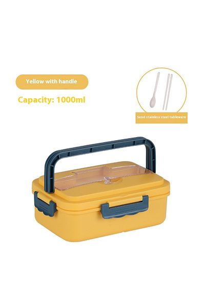 COOYA Portable lunch box,1000 ml,separate compartments,airtight and leakproof,with spoon and fork,yellow